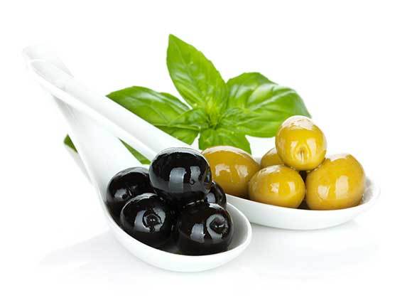 black and green olives