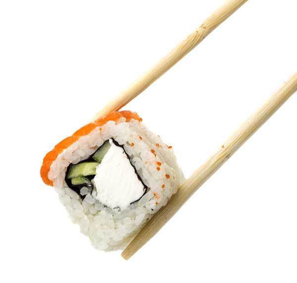 Sushi with chopsticks