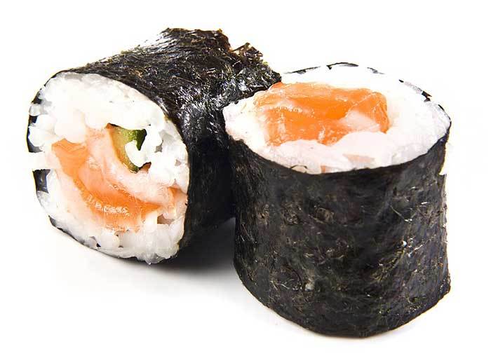 raw salmon sushi