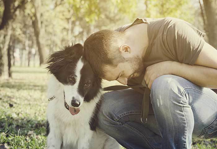 man with his dog