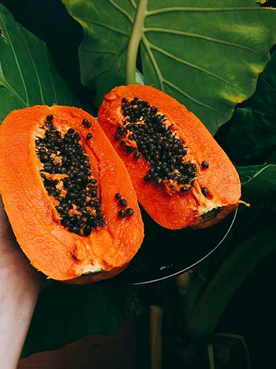 sliced papaya fruit